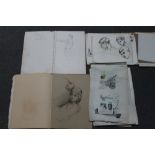 A SOUTH AND E PROCTOR. Four sketch books of pencil drawings, mainly figurative studies