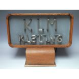 ADVERTISING - A RETRO WOODEN CASED NEON SIGN, made for KLM Kleding by 'Willink & De Raad', The Hagu