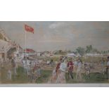 JOHN WARD. Cricket match at The Oval, signed lower left in pencil, limited edition coloured print,