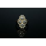 A BRILLIANT CUT DIAMOND RING, set with four brilliant cut diamonds totalling approx 0.92 carat surr