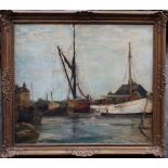 RONALD OSSORY DUNLOP RA (1894-1973). Fishing boats in the harbour, signed lower right 'Dunlop', oil