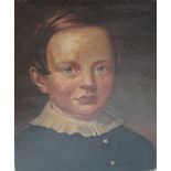 ENGLISH FOLK ART (18TH CENTURY). Portrait of a young boy, oil on canvas laid on board, unframed, 32