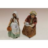 TWO ROYAL DOULTON FIGURES - 'MILKMAID' AND 'TEATIME' (2)