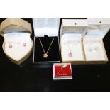 FIVE BOXED LADIES JEWELLERY ITEMS TO INCLUDE A 9CT GOLD PENDANT & CHAIN