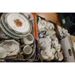 THREE TRAYS OF CHINA TO INC WEDGWOOD TRELISE ROSE CUPS ETC