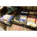 FOUR TRAYS OF ASSORTED BOOKS TO INC PLUTARCH'S LIVES, HISTORICAL INTEREST ETC