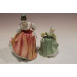 TWO ROYAL DOULTON PRETTY LADIES FIGURINES