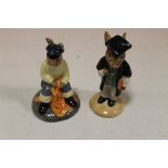 TWO BOXED ROYAL DOULTON BUNNYKINS FIGURES 'SCHOOLMASTER' + 'FISHERMAN' (2)