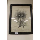 A FRAMED PRINT BEHIND GLASS OF LLOYD GEORGE