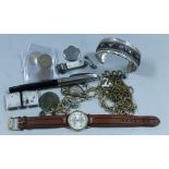 A BAG OF JEWELLERY, WATCHES ETC