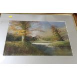 A FRAMED AND GLAZED PASTEL DRAWING TITLED 'LATE EVENING' BY PAUL HARDY