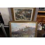 TWO FRAMED AND GLAZED PRINTS, TO INCLUDE 'PREPARING FOR MARKET'"