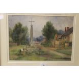 A F HALL (XX). 'Old Meriden, Warwickshire', signed lower left, watercolour, gilt framed and