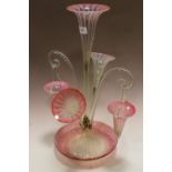 A VINTAGE PINK GLASS EPERGNE
