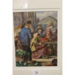 CONTINENTAL SCHOOL (XX). Antwerp Market, watercolour, gilt framed and glazed, 22.5 x 17.5 cm