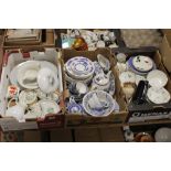 THREE TRAYS OF CHINA AND CERAMICS TO INCLUDE SUSIE COOPER, BLUE AND WHITE, ETC