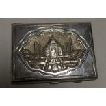 AN INDIAN SILVER CIGARETTE CASE EMBOSSED WITH THE TAJ MAHAL, STAMPED '925 SILVER'