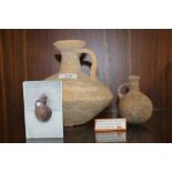 TWO PIECES OF ROMAN POTTERY WITH CERTIFICATION