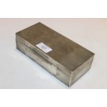 A LONDON HALLMARKED SILVER CIGAR BOX, ENGRAVED 'X MAS 1926'