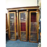 A 19TH CENTURY ROSEWOOD TRIPLE LIBRARY BOOKCASE WITH ADJUSTABLE SHELVES H 199, W 185, D 40 CM