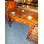 A 19TH CENTURY FLAME MAHOGANY SERPENTINE FRONTED CONSOLE TABLE, W 107 cm