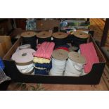 A BOX OF ASSORTED VINTAGE SEWING ITEMS
