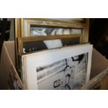 A BOX OF VINTAGE BLACK AND WHITE PHOTOGRAPHS ETC.