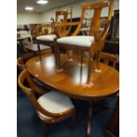 A MODERN CHERRYWOOD EXTENDING DINING TABLE & SIX CHAIRS