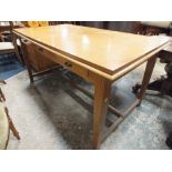 A LARGE OAK TABLE/DESK WITH THREE DRAWERS TO EACH SIDE - CIRCA 1930/40