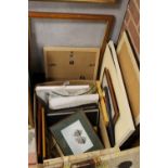 A BOX OF VARIOUS PICTURES, FRAMES ETC.