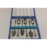 A CASED SET OF SIX SCOTTISH HALLMARKED SILVER TEA SPOONS