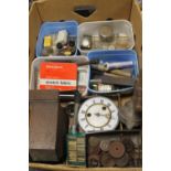 A TRAY OF CLOCK AND WATCH PARTS