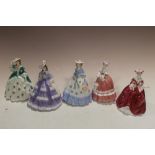 FIVE SMALL ROYAL WORCESTER LADY FIGURES