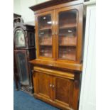 A VICTORIAN MAHOGANY GLAZED BOOKCASE