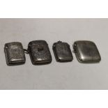 FOUR HALLMARKED SILVER VESTA CASES