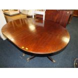 A LATE 19TH CENTURY 'D-END' TWIN PEDESTAL DINING TABLE WITH ONE LEAF