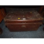 A VINTAGE METAL SMALL TRUNK