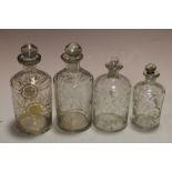 FOUR VINTAGE GILDED GLASS PERFUME BOTTLES