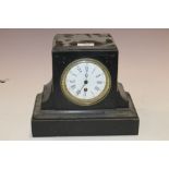 A SLATE MANTLE CLOCK