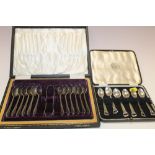 TWO CASED SETS OF SILVER PLATED SPOONS