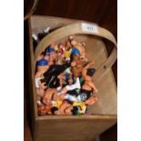 A BASKET OF WWE WRESTLER TOYS