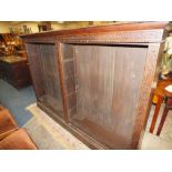 A LARGE VICTORIAN OAK OPEN BOOKCASE WITH ADJUSTABLE SHELVES, W 214 cm