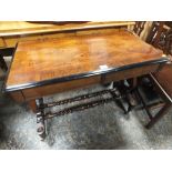 A 19TH CENTURY MARQUETRY INLAID HALL TABLE WITH BARLEY TWIST STRETCHERS