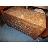 AN EASTERN CARVED CAMPHORWOOD CHEST