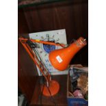 A VINTAGE ORANGE ANGLE POISE LAMP + TWO OTHERS