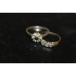 A 9CT GOLD ILLUSION SET RING PLUS ANOTHER