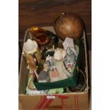 A TRAY OF CERAMICS AND COTTAGE FIGURES TO INCLUDE LILLIPUTT LANE EXAMPLES