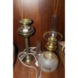 TWO VINTAGE OIL LAMPS WITH SHADES