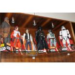 SIX LARGE BOXED COLLECTABLE STAR WARS ACTION FIGURES TO INCLUDE HAN SOLO DARTH VADER AND CHEWBACCA