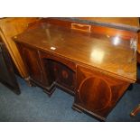 AN EDWARDIAN MAHOGANY INLAID SHERATON REVIVAL DESK